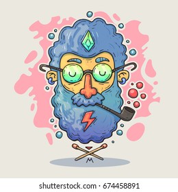 cartoon hipster head. vector illustration for web and print.