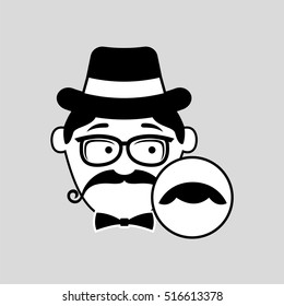 cartoon hipster mustache icon graphic vector illustration eps 10