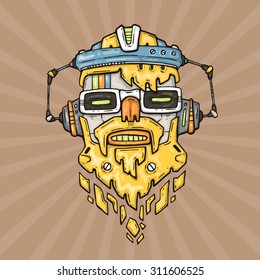 cartoon hipster robot head