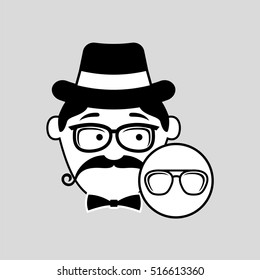 cartoon hipster sunglasses icon vector illustration eps 10