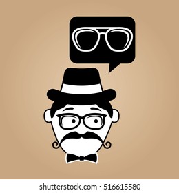 cartoon hipster sunglasses icon vector illustration eps 10
