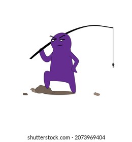 a cartoon with his fishing rod ready to go fishing