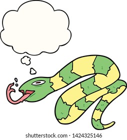 cartoon hissing snake with thought bubble