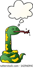 cartoon hissing snake with thought bubble in smooth gradient style