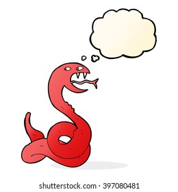 cartoon hissing snake with thought bubble