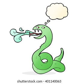 cartoon hissing snake with thought bubble