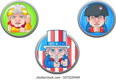 cartoon historical characters, set of funny images