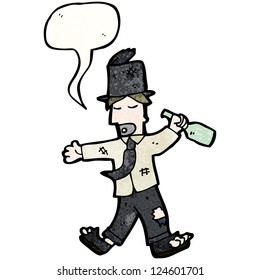 hobo de dibujos animados en sombrero superior