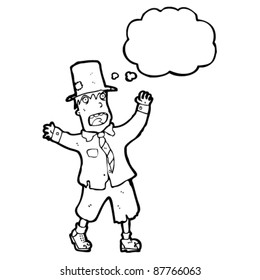 hobo de dibujos animados en sombrero superior