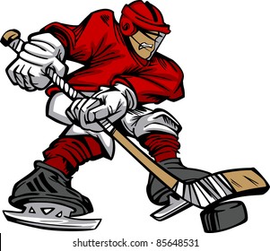 Cartoon Hockey Player Skating Vector