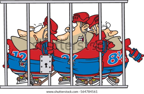 Cartoon Hockey Players Behind Bars Stock Vector (Royalty Free) 564784561