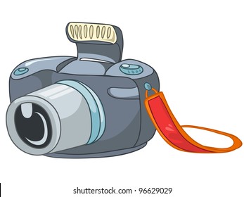 Cartoon Home Appliences Camera Isolated on White Background. Vector.