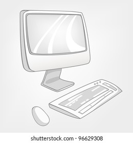 Cartoon Home verwendet Computer einzeln auf weißem Hintergrund. Vektorgrafik.
