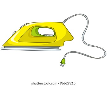 Cartoon Home Appliences Flat Iron Isolated on White Background. Vector.