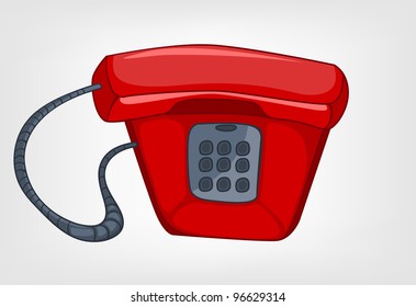 Cartoon Home Appliences Phone Isolated on White Background. Vector.