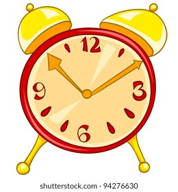 Cartoon Home Clock Isolated on White Background. Vector.