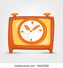 Cartoon Home Clock Isolated on White Background. Vector.