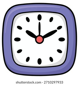 Ilustración vectorial aislada del reloj casero de la historieta en el fondo blanco