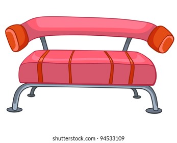 Cartoon Home Furniture Sofa Isolated on White Background. Vector.