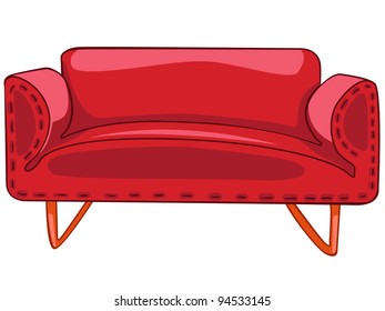 Cartoon Home Furniture Sofa Isolated on White Background. Vector.