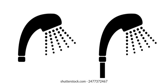 Cartoon Home, cabezal de ducha de hotel con gotas de agua. Herramientas de Vector. Símbolo de ducha de agua. para cabina de ducha o ducha, baño y cuarto de baño, agua caliente de baño. Icono de idiota. Logo de Showerhead