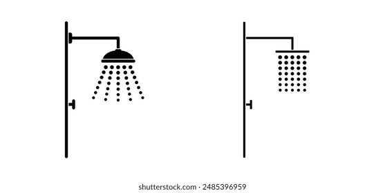 Cartoon Home, hotel shower head with water drops. Vector bathroom tools. Water shower symbol. for shower stall or shower bath and bath room, bathing hot water. Douche icon. Showerhead logo