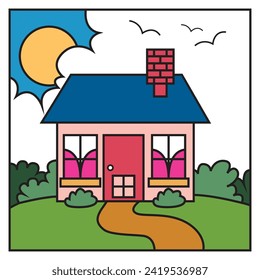 Caricatura del vector de ilustración residencial