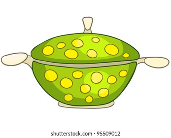 Cartoon Home Kitchen Pot Isolated on White Background. Vector.