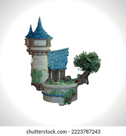 Cartoon home Mage Tower 3d with transparent background