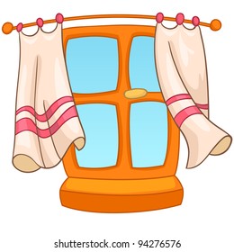 Cartoon Home Window Isolated on White Background. Vector.