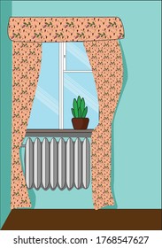 Cartoon Home Window in room