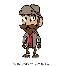 Cartoon Homeless Person Vector Illustration