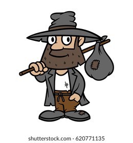 Cartoon Homeless Person Vector Illustration