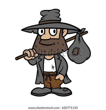 Animated Homeless Person - Cartoon Homeless Person Vector Illustration ...