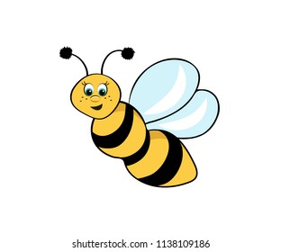 Cartoon honey bee. Baby positive image. Vector illustration