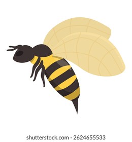Cartoon honey bee flapping its wings and flying