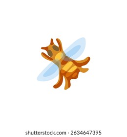 Cartoon Honey Bee Isolated Icon — flat yellow and brown striped bee with blue wings, flying and friendly in style, isolated on white background.






