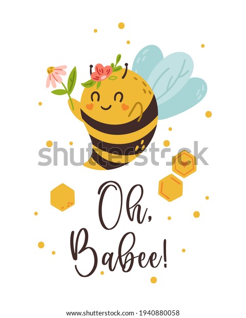 Cartoon Honey Bee Kids Vector Poster Stock Vector (Royalty Free ...