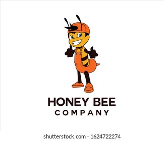 Cartoon Honey Bee Logo Vector
