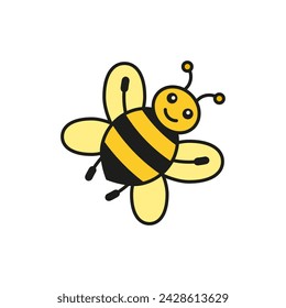 Cartoon honey bee with smiling face. Color vector.