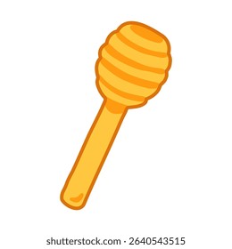 Cartoon Honey Dipper Isolated Icon. Cartoon honey dipper illustration in warm yellow colors, simple flat style. Isolated on white background.