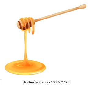 cartoon honey dipper syrup isolated on white background