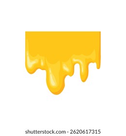 Cartoon honey dripping icon. Sticky sweet dripping spots, flowing sugar syrup, melting honey splatters flat vector illustration icon. Sweet honey drops on white background