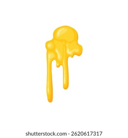 Cartoon honey dripping icon. Sticky sweet dripping spots, flowing sugar syrup, melting honey splatters flat vector illustration icon. Sweet honey drops on white background