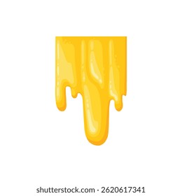 Cartoon honey dripping icon. Sticky sweet dripping spots, flowing sugar syrup, melting honey splatters flat vector illustration icon. Sweet honey drops on white background
