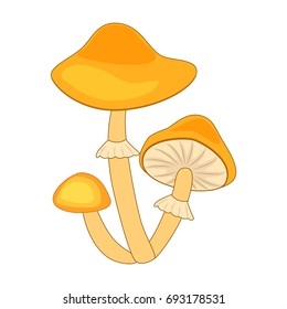 Cartoon honey fungus  mushroom isolated on white background. Vector illustration.