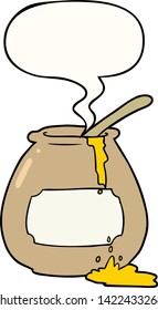 cartoon honey pot with speech bubble