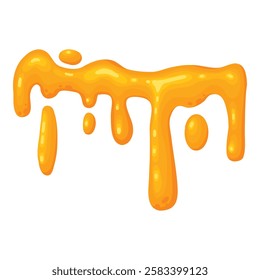 Cartoon honey splash. Sweet syrup dripping spots, melting liquid honey spots flat vector illustration icon. Sticky honey drops on white background.