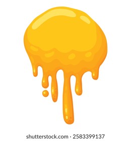 Cartoon honey splash. Sweet syrup dripping spots, melting liquid honey spots flat vector illustration icon. Sticky honey drops on white background.