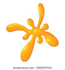 Cartoon honey splash. Sweet syrup dripping spots, melting liquid honey spots flat vector illustration icon. Sticky honey drops on white background.